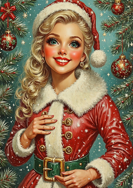 Christmas Girl with Ornaments
