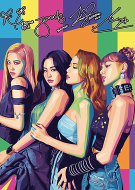 Blackpink Group Portrait with Signatures