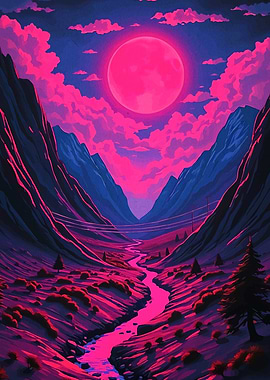 Moon Over Mountain Valley