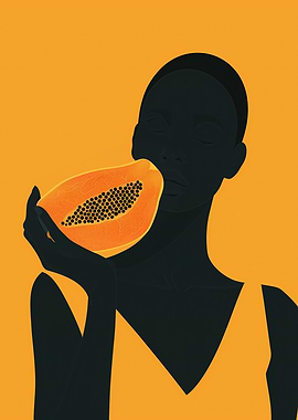 Female Silhouette with Papaya