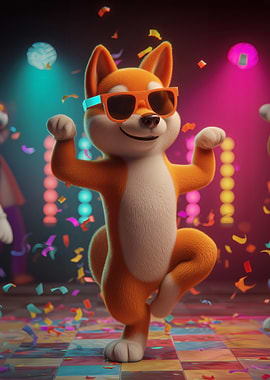 Dancing Shiba Inu with Sunglasses
