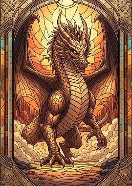 Stained Glass Dragon Illustration