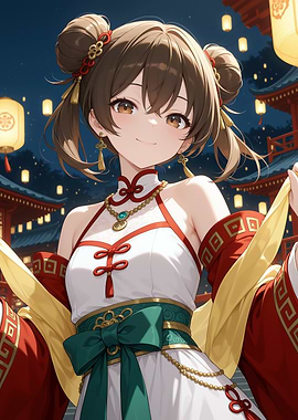 Anime Girl in Traditional Chinese Dress