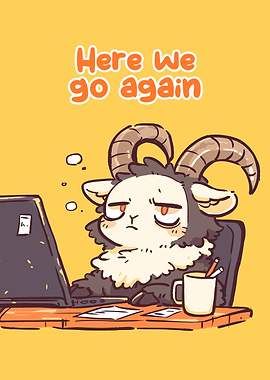Tired Goat at Desk