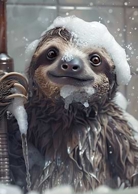 Sloth in a bubble bath