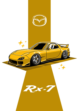 Yellow Mazda RX-7 Illustration