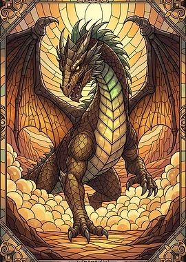 Stained Glass Dragon Illustration