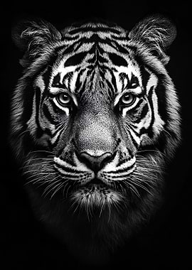 Monochrome Tiger Portrait