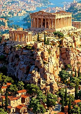 Acropolis of Athens Painting