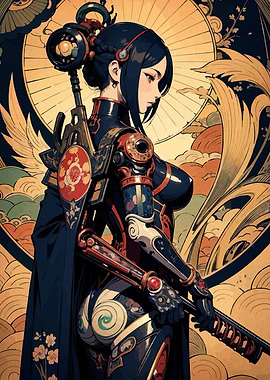 Cyberpunk Geisha Warrior