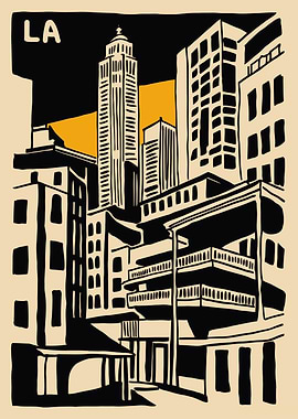 Los Angeles Cityscape Illustration