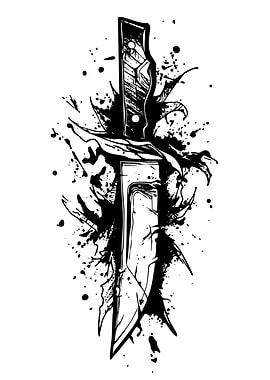 Black and White Knife Illustration