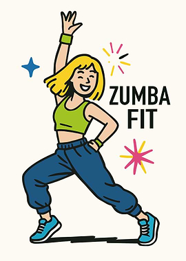 Zumba Fit Cartoon Illustration
