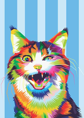 Cat Yawning Pop Art