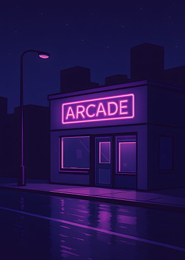 Neon Arcade at Night