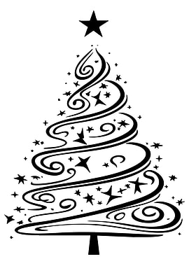 Stylized Black and White Christmas Tree
