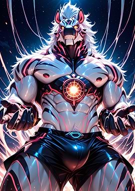 Cyberpunk Tiger Anthro Warrior