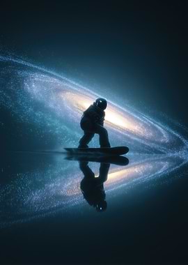 Astronaut Snowboarding in Space