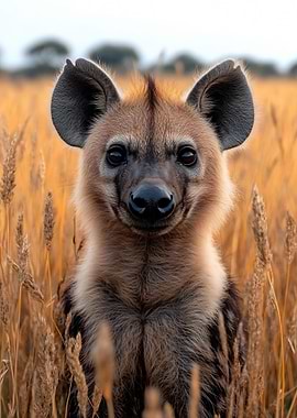 Hyena Portrait in Golden Field