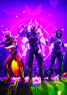 Futuristic Warriors in a Neon Landscape