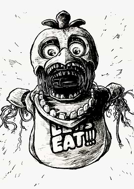 Withered Chica Ink Drawing