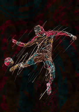 Abstract Soccer Player Kicking Ball