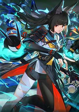 Anime Girl with Fox Ears and Sword