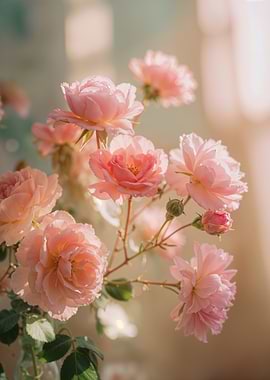 Soft Pink Roses in Gentle Light
