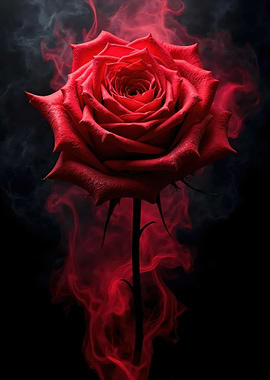 Red Rose with Smoke