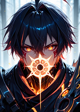 Anime Warrior with Glowing Eyes