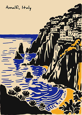 Amalfi Coast Italy Illustration