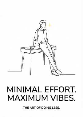 Minimal Effort, Maximum Vibes Line Art