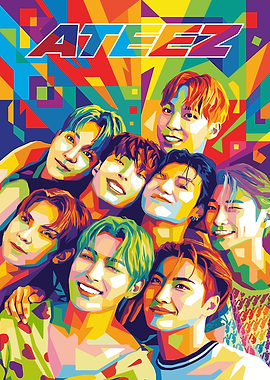 ATEEZ Group Portrait Pop Art