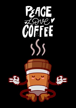 Peace Love Coffee Cartoon