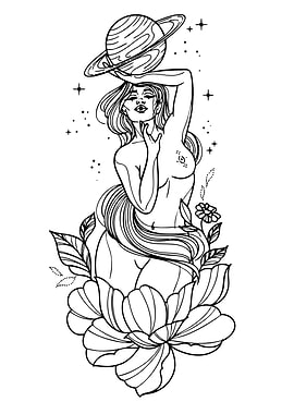 Celestial Woman in Floral Embrace