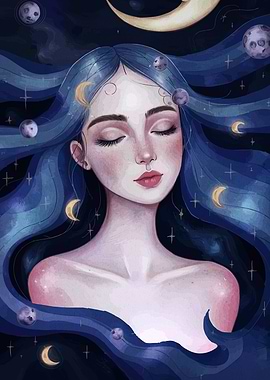 Celestial Dreamscape: Woman and the Cosmos