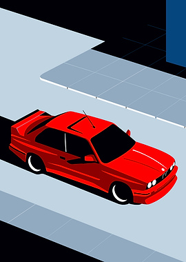 Red Car Isometric Illustration