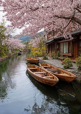 Spring Cherry Blossoms Canal