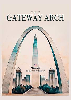 The Gateway Arch Watercolor Illustration