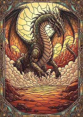 Stained Glass Dragon Fantasy Art