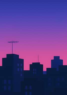 Cityscape Silhouette at Sunset