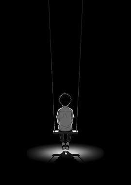 Boy on Swing in the Dark