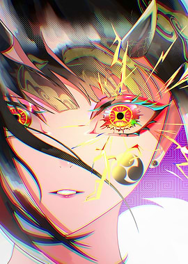 Anime Character Close-Up with Lightning