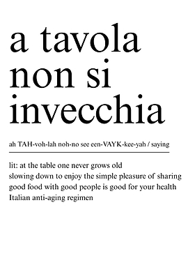 A Tavola Non Si Invecchia Italian Quote Text Art