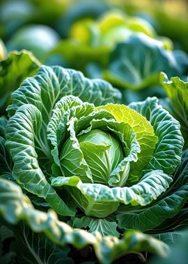 Fresh Green Cabbage Close-Up