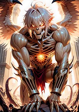 Winged Skeleton Warrior with Glowing Eyes