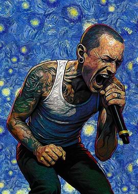 Chester Bennington Starry Night Style Portrait