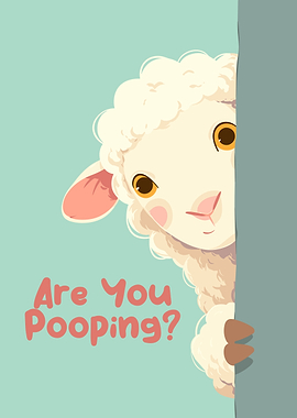 Cartoon Sheep Peeking with Funny Text
