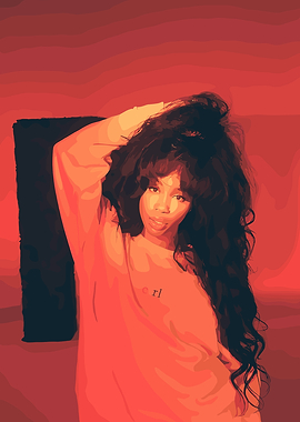 SZA Portrait in Red Tones