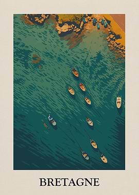 Bretagne Coastal Boats Art Print
